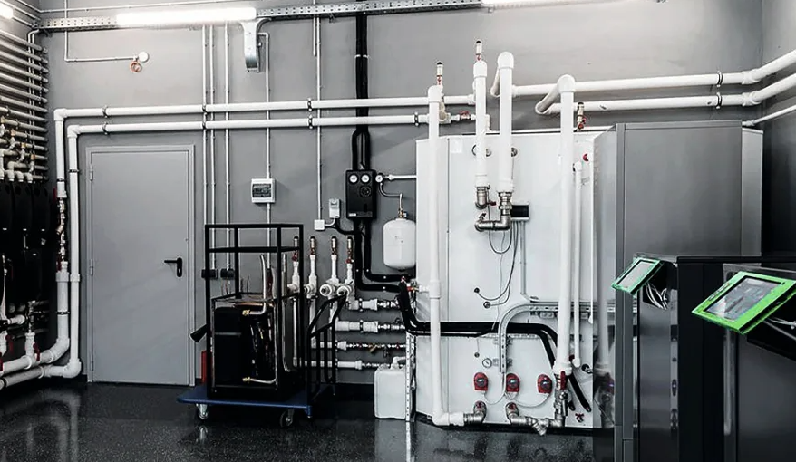 Modern energy saving equipment installed in a technical room